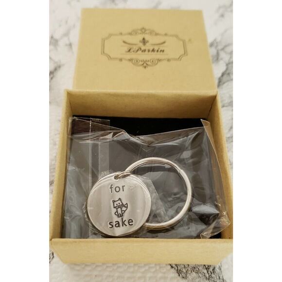 L Parkin "For Fox Sake" Keychain, Stainless Steel, Funny Gift NIB - Picture 1 of 8